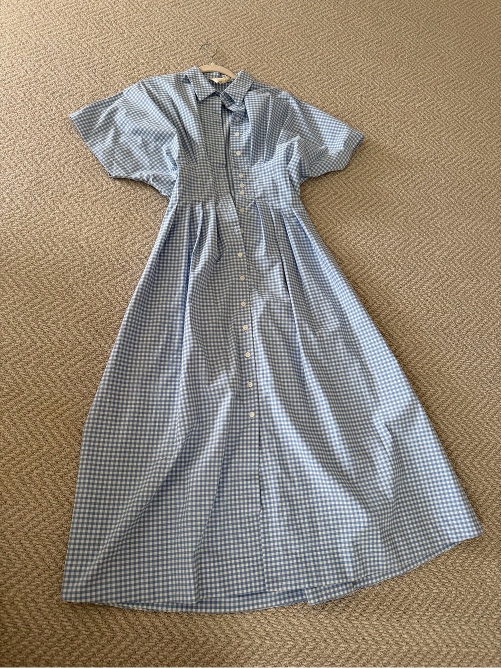 Anthropologie Blue and White Gingham Maxi Dress